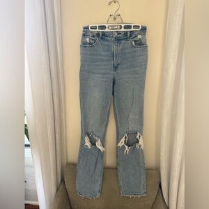 Abercrombie & Fitch Light Blue Distressed Straight Leg Jeans